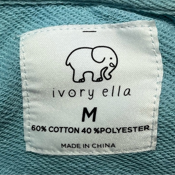 Ivory Ella Sweatshirt Size Medium Blue Pullover Embroidered Crew Neck - Picture 5 of 11